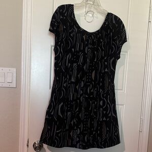 Black and Gray Patterned Mini Dress